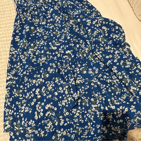 Floral Blue One Shoulder Dress - Picture 3 of 4